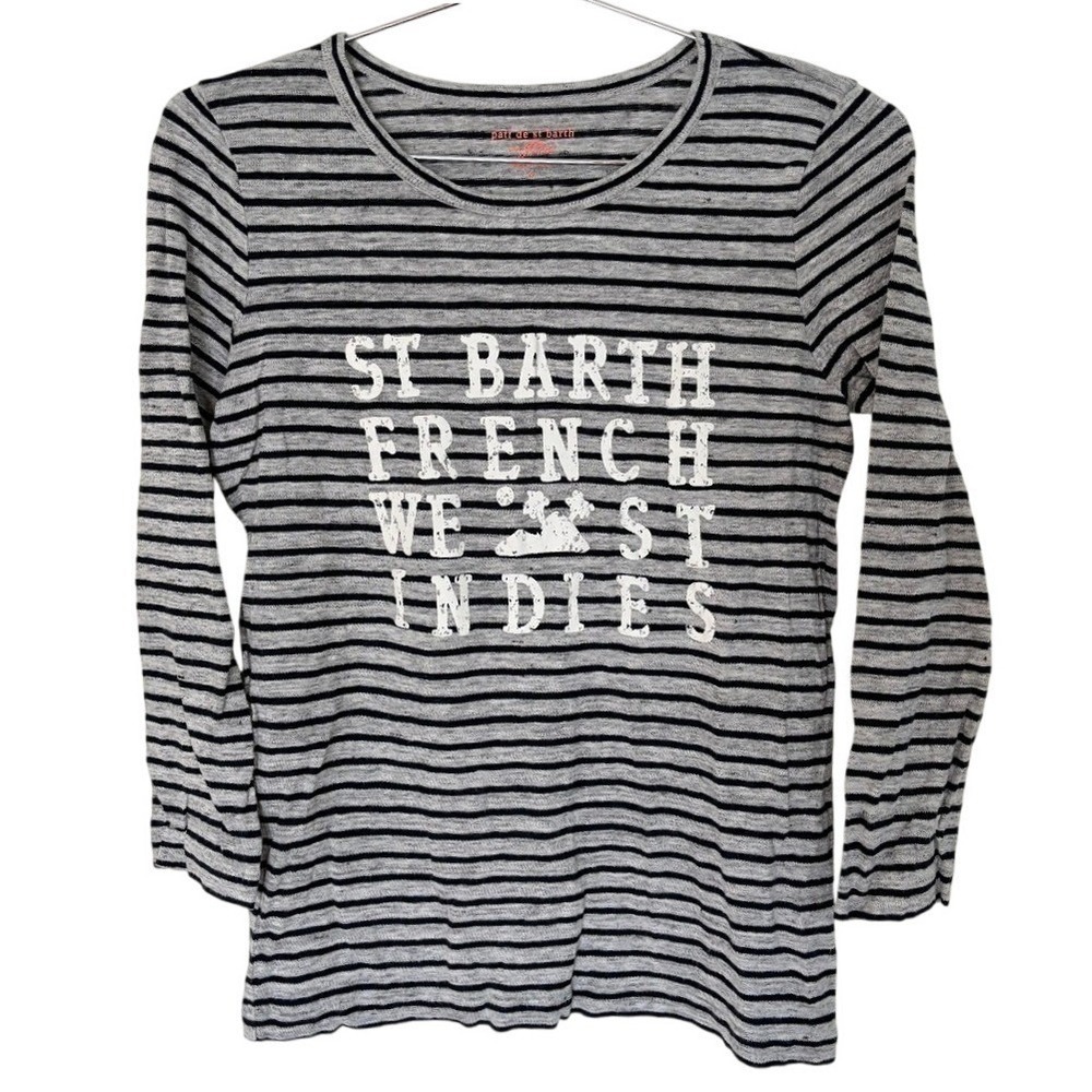 J. Crew Gray and Black Striped Long Sleeve Tee